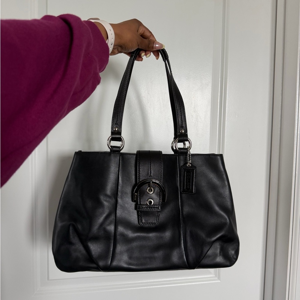 Coach Soho East West Tote Black Leather Shoulder Bag NWT F18751